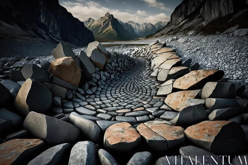 Captivating Geometric Design of Rocks and Stone in a Mountainous Area AI Image