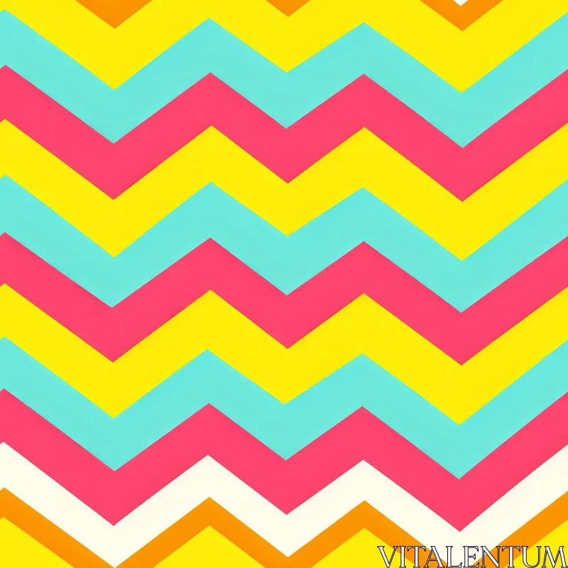 Chevron Pattern in Pink, Blue, Yellow, and White AI Image