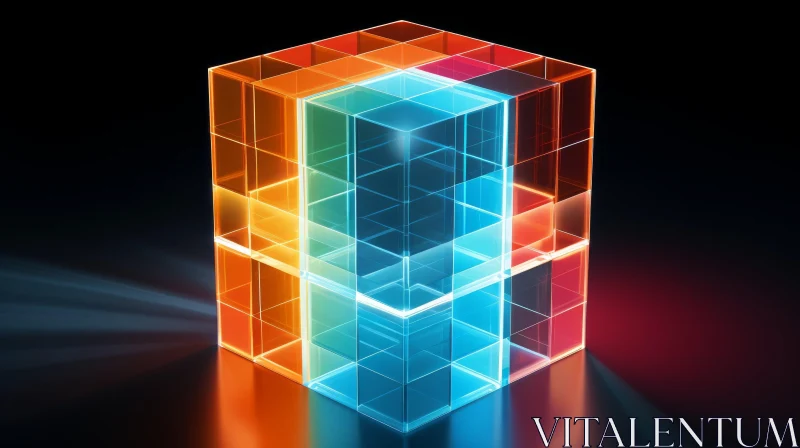 Colorful Glowing 3D Cube Illustration AI Image