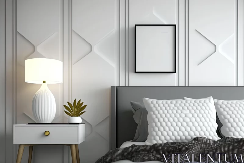 Elegant Art Deco Bedroom Rendering with Geometric Designs AI Image