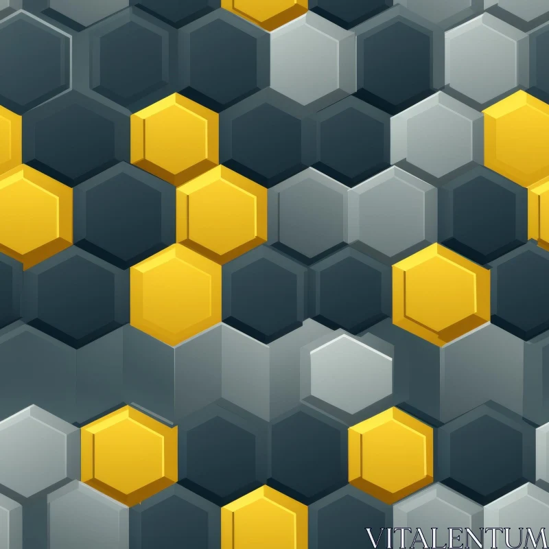 Modern Hexagon Pattern in Gray and Yellow AI Image