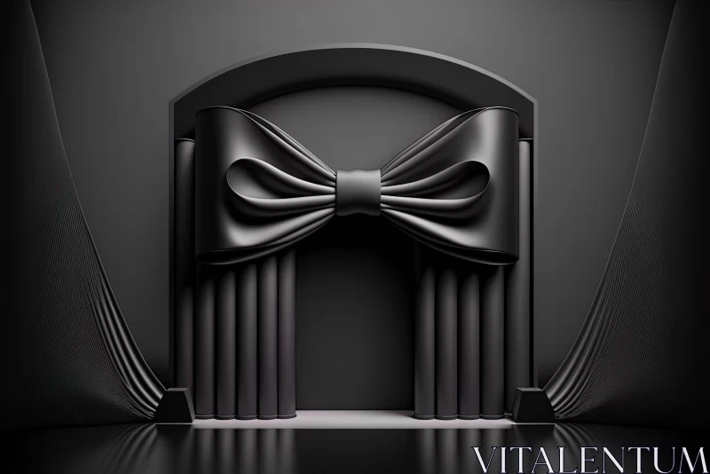 Mysterious Black Door with Bow Tie | Symmetrical Arrangements | Sculptural Ceramics AI Image