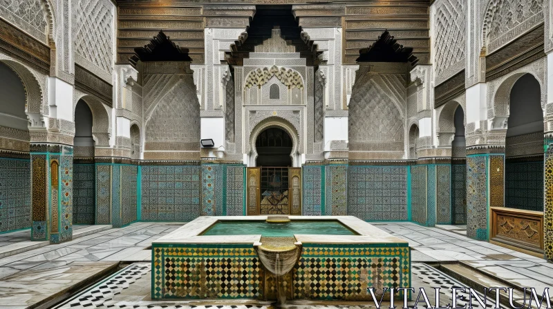 Ben Youssef Madrasa Courtyard: A Marvel of Moroccan Architecture AI Image