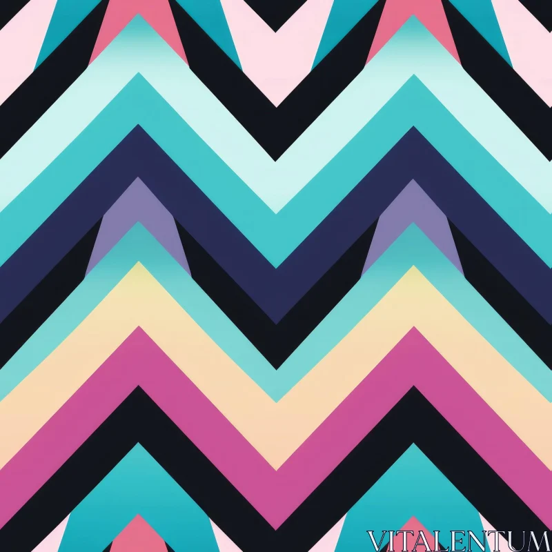Colorful Zigzag Vector Pattern on Black Background AI Image