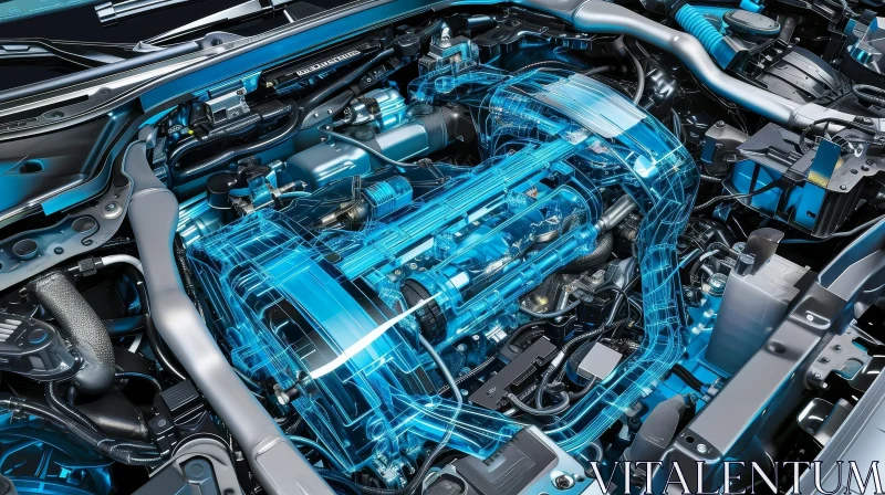 Detailed View of V6 Car Engine Bay AI Image