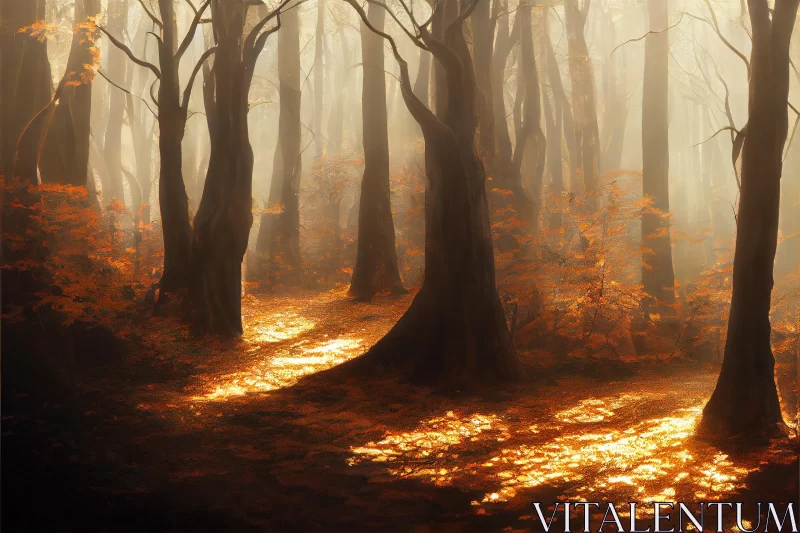 Enchanting Forest Scene with Sunlight | Atmospheric Foliage AI Image