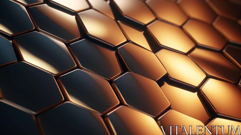 Hexagonal Pattern on Metallic Surface - Abstract 3D Rendering AI Image