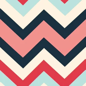 Zig Zag Blue Pink Red Cream Seamless Pattern
