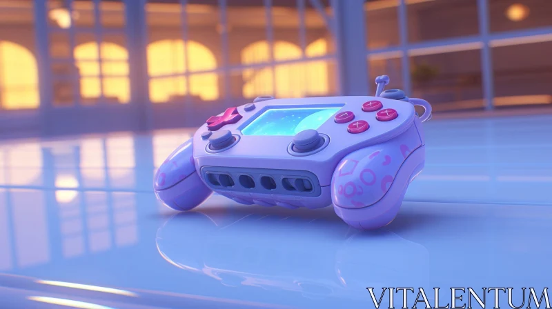 3D Rendering of Purple Gamepad for Video Game Console AI Image