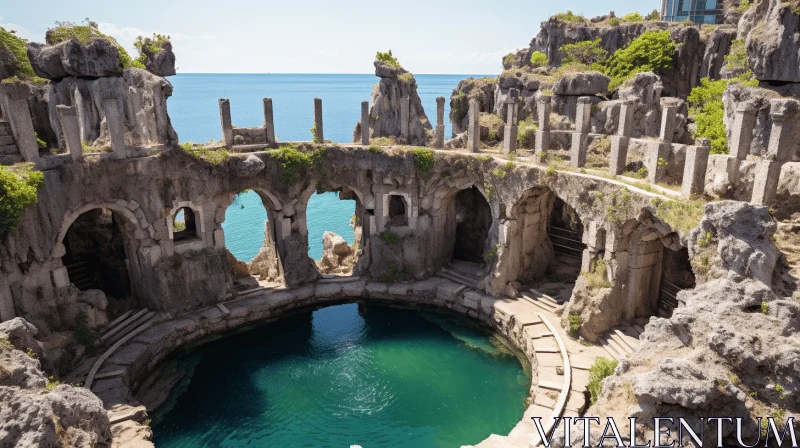 Ancient Pool Between Stones: Captivating Gothic-inspired Image AI Image