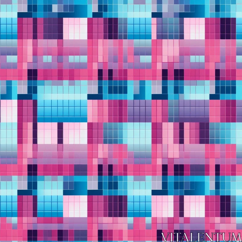 AI ART Blue Purple Pink Square Pattern