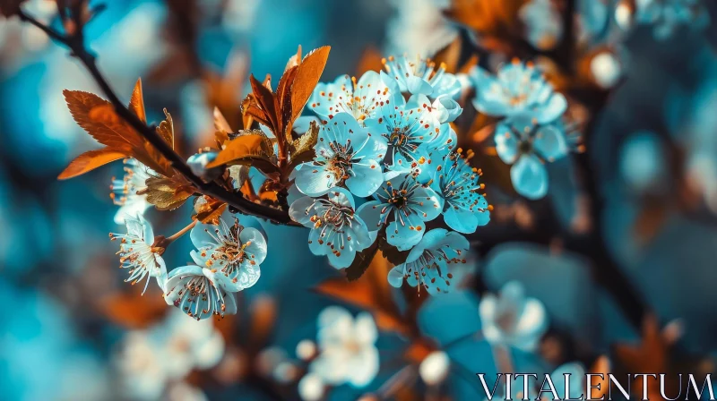 Close-up of Cherry Tree Branch in Bloom | Ethereal Beauty AI Image