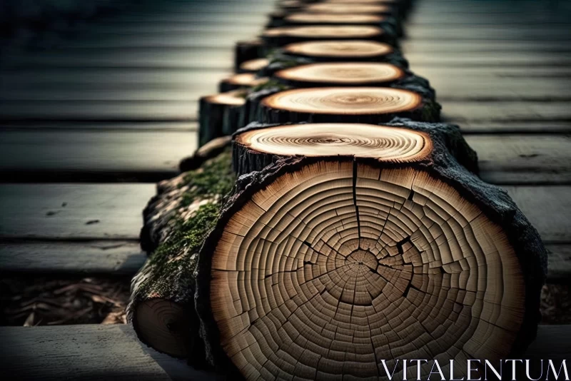 Enchanting Logs on a Walkway: A Captivating Nature Composition AI Image