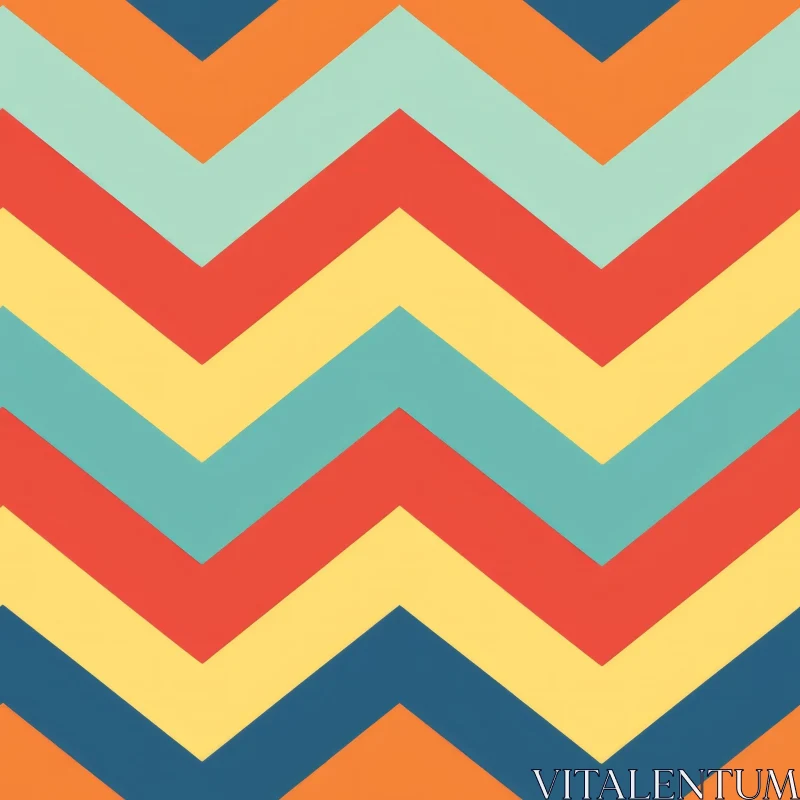 AI ART Retro 70s Chevrons Pattern - Vibrant Colors for Home Decor