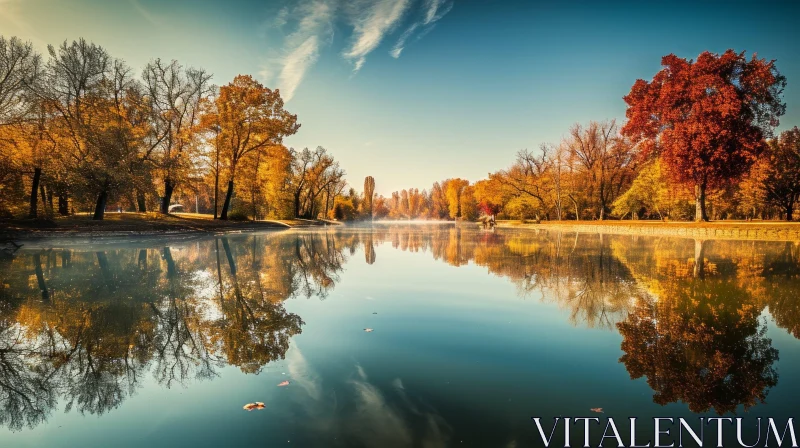 Tranquil Autumn Landscape in a Park | Nature Photography AI Image
