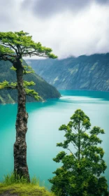 Captivating Tree on Hill Beside Lake - Northern China's Terrain