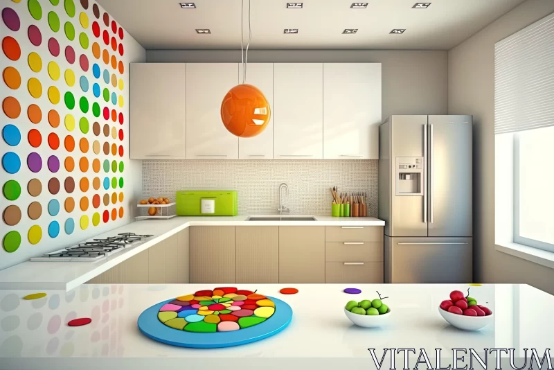 Colorful Kitchen Design with Luminous 3D Objects | Contemporary Style AI Image