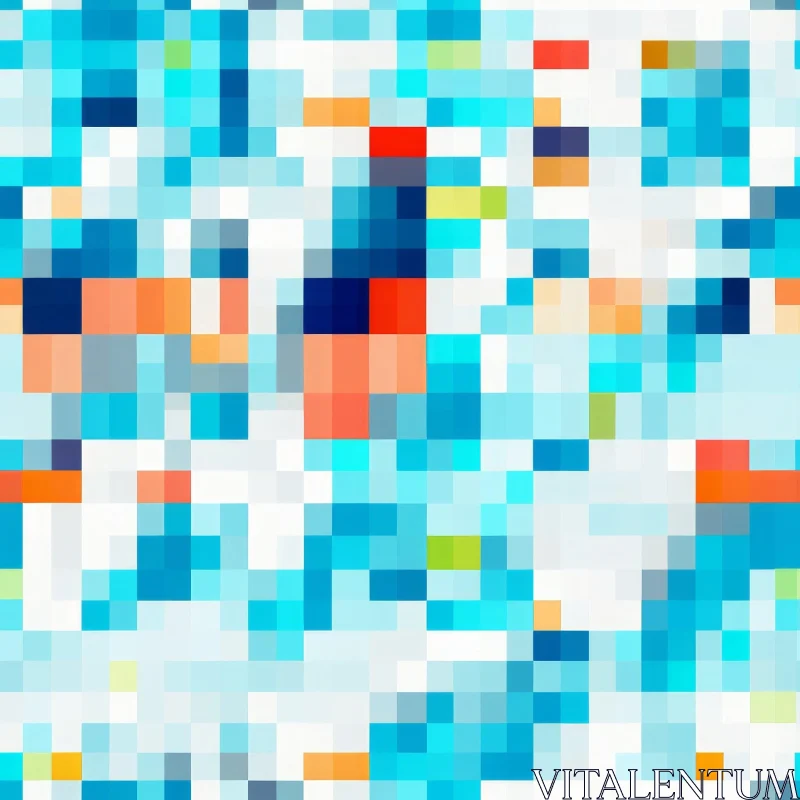 Energetic Pixel Pattern on Blue and White Background AI Image