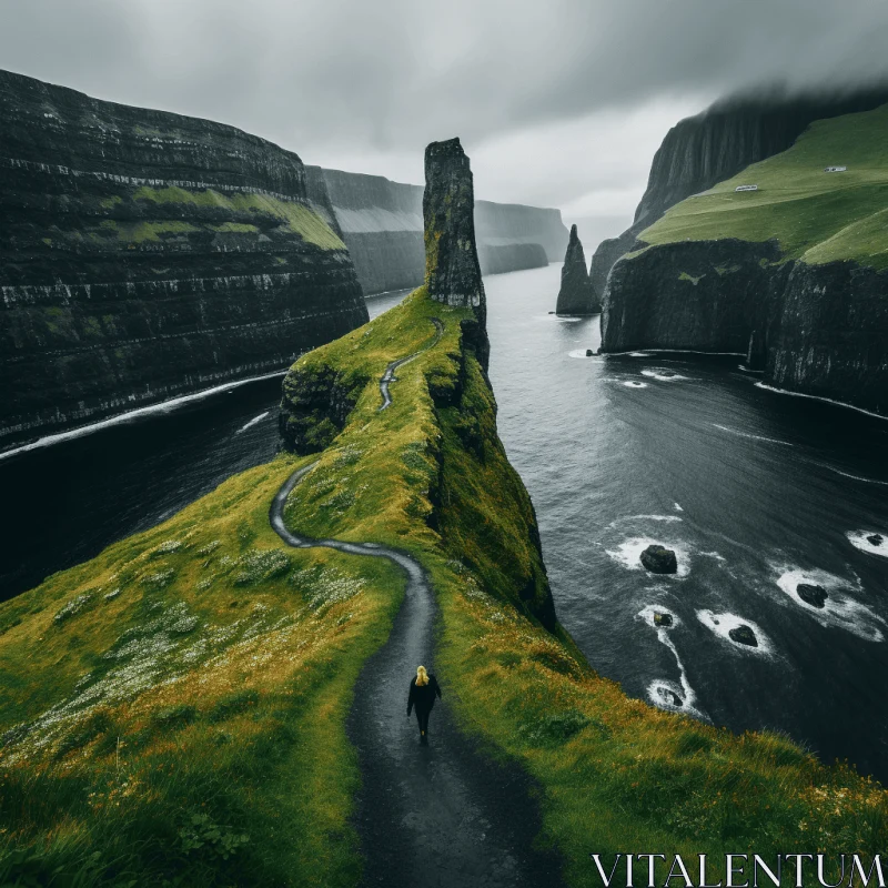 Mysterious Street of Stairs Leading to a Cliff - Captivating Landscape AI Image