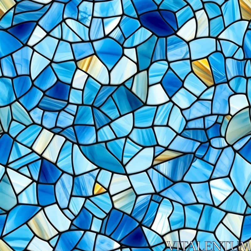 AI ART Blue and White Stained Glass Mosaic Seamless Texture