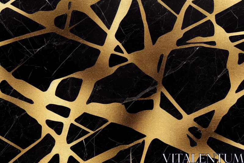 Captivating Black and Gold Marble Wallpaper with Intricate Cut-Outs AI Image