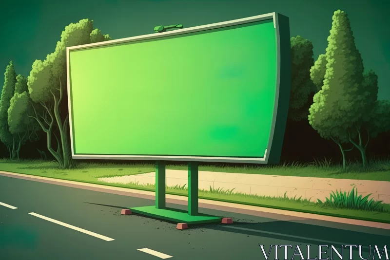 Captivating Cartoon Realism: Green Billboard Illustration AI Image