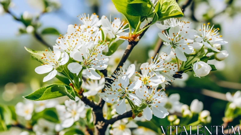 Delicate Blossoming Cherry Tree Branch in Spring AI Image