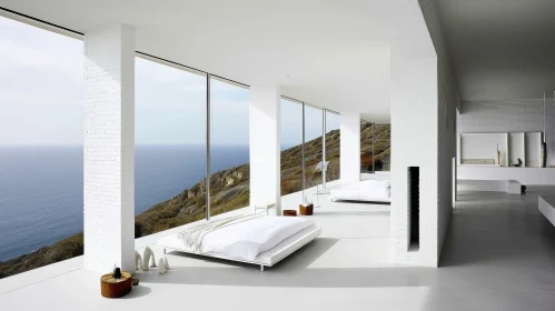 Serene Minimalist Bedroom with Stunning Ocean View