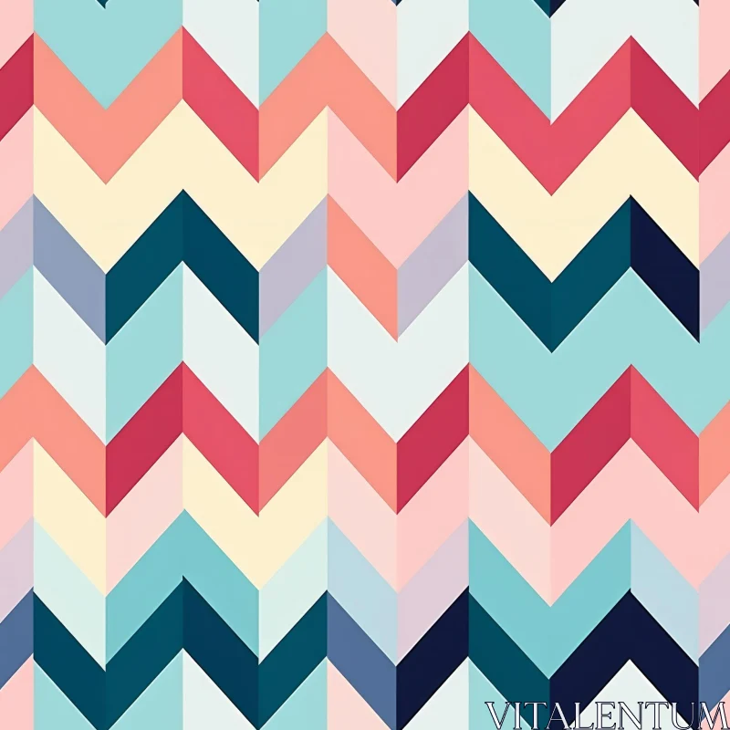 Chevron Zigzag Vector Pattern in Pink, Blue, and Green AI Image