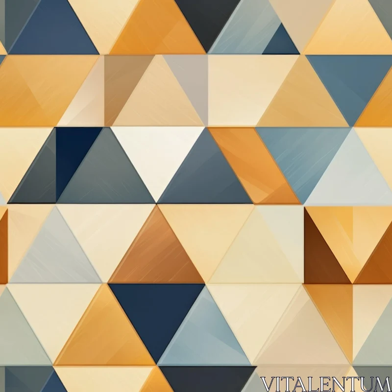 Modern Geometric Triangle Pattern in Mustard Yellow and Blue AI Image