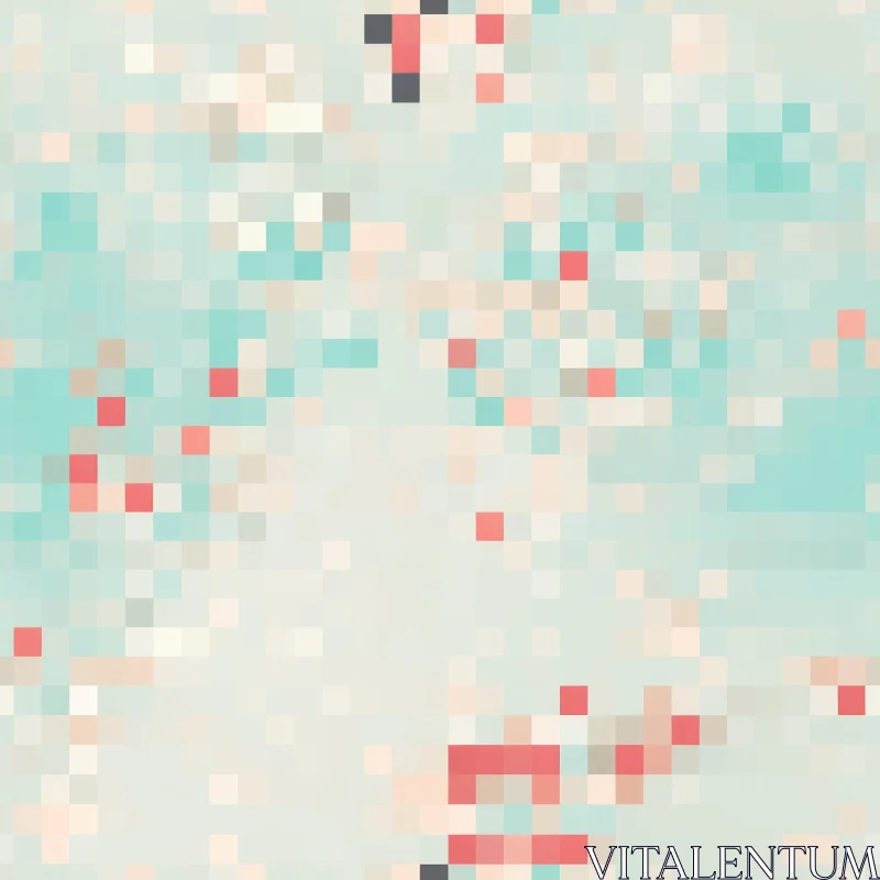 Pixelated World Map in Blue and Beige with Red Accents AI Image