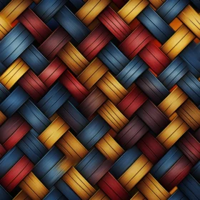 Basket-Weave Pattern in Blue, Yellow, Red, and Brown