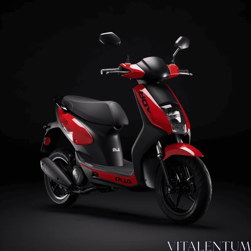 Captivating Red Scooter and Motorcycle Artwork on Dark Background AI Image