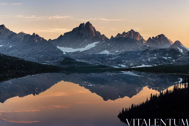 Captivating Sunrise Mountain Range with Reflecting Lake AI Image