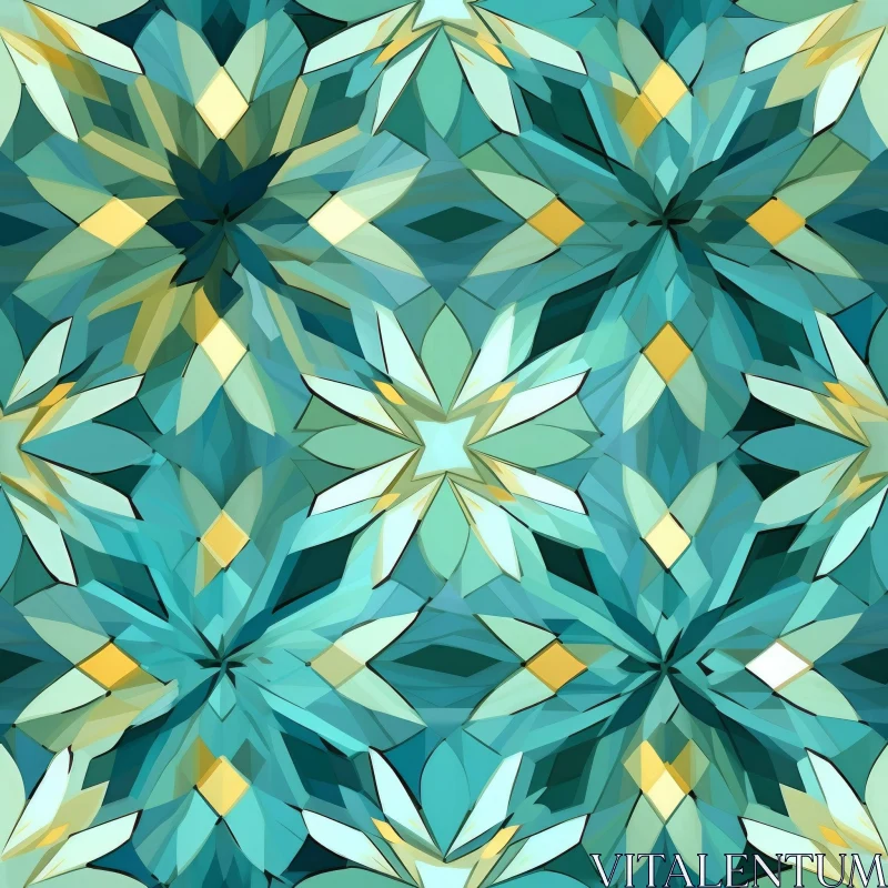 Elegant Teal and Green Geometric Leaf Pattern AI Image