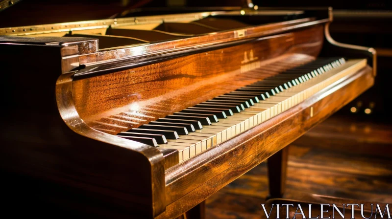 AI ART Grand Piano Close-up: Dark Wood with Polished Finish