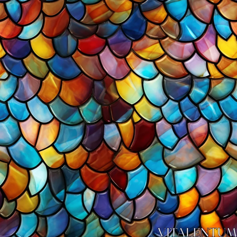 Luxurious Stained Glass Fish Scale Texture for Backgrounds AI Image