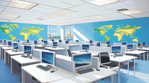 Modern Classroom with Computers: Educational Technology