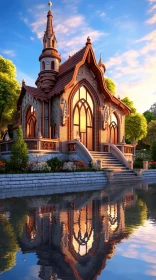 Victorian-Inspired Illustration: House in Water | UHD Render