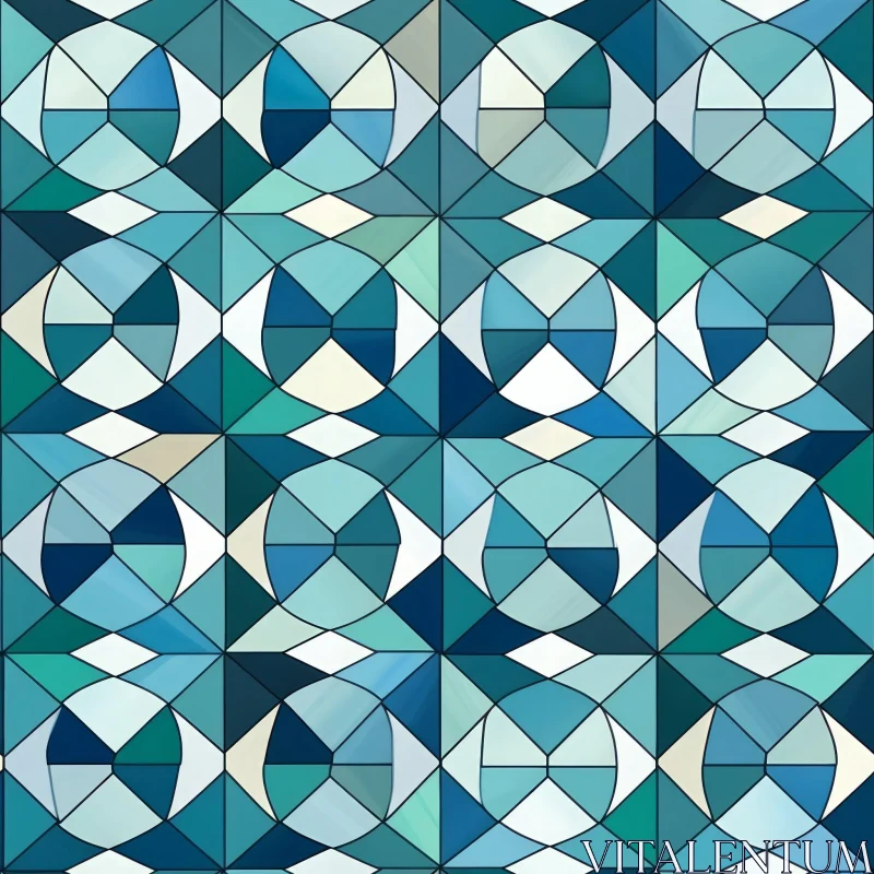 Blue and Green Geometric Pattern for Fabric and Wallpaper AI Image