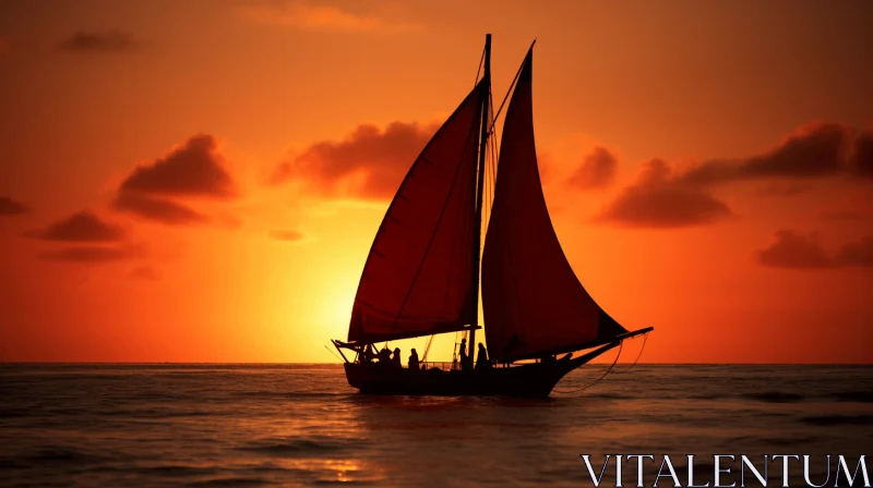 Captivating Sailboat Art: Traditional Arts Inspired Ocean Scene AI Image