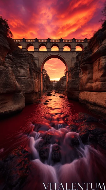 AI ART Eerie Brick Bridge on Water: Surrealism and Horror-inspired Style