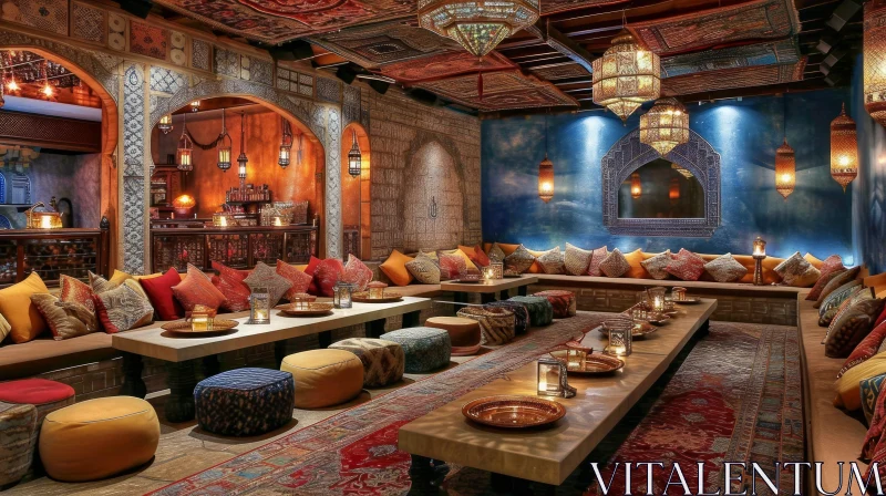 Opulent Moroccan-Style Lounge: Luxurious and Vibrant Interior AI Image