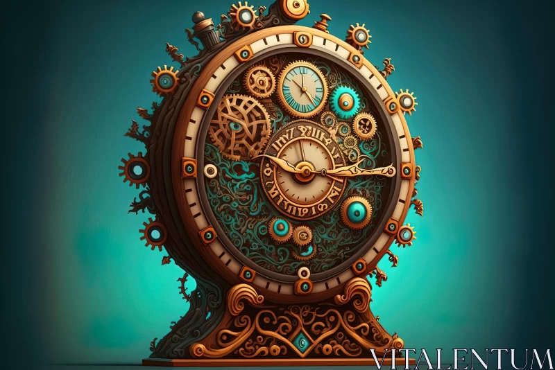 Steampunk Clock: A Fascinating Digital Art Wonder AI Image