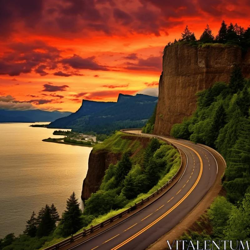 Breathtaking Sunset Over Gorge in Washington - Nature's Beauty AI Image