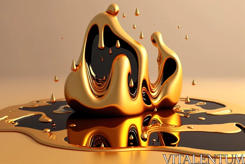 Captivating Gold Liquid Artwork | Hyper-Realistic Oil Technique AI Image