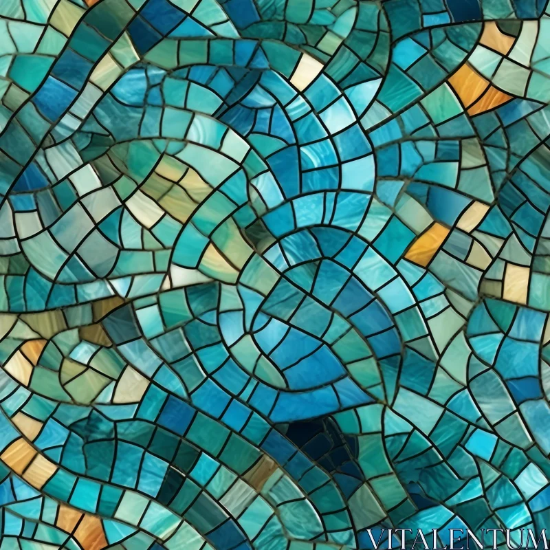 Energetic Stained Glass Mosaic Tile Pattern AI Image