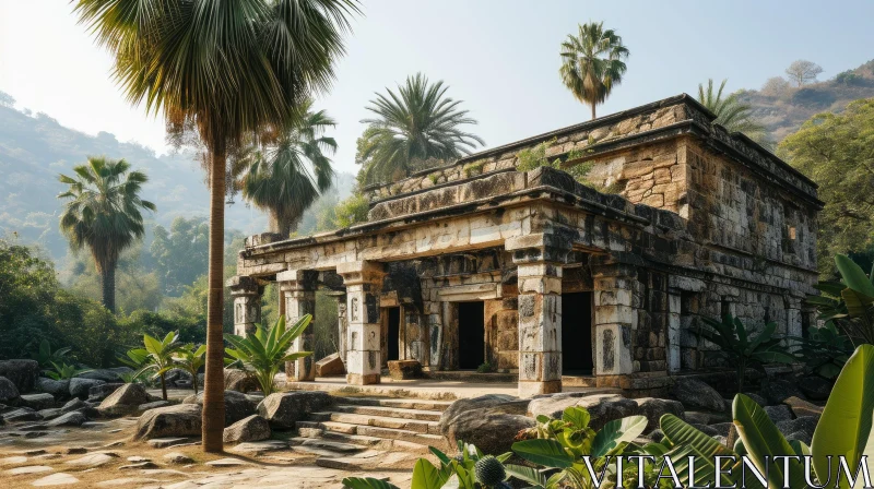 Exploring the Enigmatic Ruins of an Ancient Temple in a Jungle AI Image