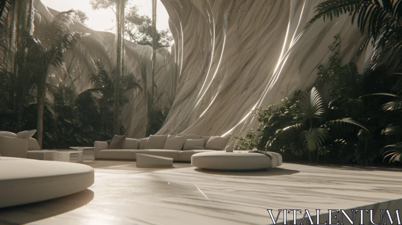 Futuristic Interior Design: Spacious and Bright Room with White Marble AI Image