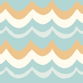 Hand-Drawn Retro Waves Seamless Pattern in Blue Background